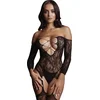 Image de Criss Cross Neck Bodystocking - Black - O/S