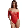 Image de Crotchless Rhinestone Teddy - Red - O/S