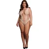 Image de Shots - Le Désir DES019BEGOSX - V-Neck Teddy with Opaque Panels - Queen Size - Sandy Beach XL - XXXXL