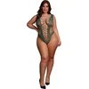 Image de Shots - Le Désir DES019GRNOSX - V-Neck Teddy Opaque Panels - Queen Size - Midnight Green XL - XXXXL