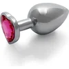 Image de Shots - Ouch! OU801SIL - Heart Gem Butt Plug - Large - Silver / Rubellite Pink