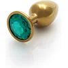 Image de Shots - Ouch! OU802GLD - Round Gem Butt Plug - Small - Gold / Emerald Green