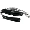 Image de Ouch! Exclusieve Lederen Halsband met Kraagje en Schakelriem met Lus   Zwart