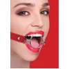 Image de Ouch!   Ring Gag Open Mond Knevel met XL Ring en Elegante Stiksels - Rood