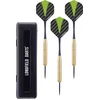 Image de Steeltip Dartpijl Set 22 Gram   3 Stuks   Goud/Zwart/Groen   Brass Barrel, Nylon Shaft   Inclusief Kunststof Opbergetui   Semi Professioneel   Longfield Darts