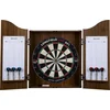 Image de Houten Cabinet met Dartbord   Inclusief 6 Steeltip Pijlen, Whiteboard & Marker   Beschermt Muur en Dartbord   Wedstrijdbord   Bruin Hout Fineer   Longfield
