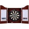 Image de Dart Cabinet Hout Rood Bruin   Sisal Dartbord   6 Steeltip Darts 18 g   Marker & Wisser   Wedstrijdbord   Beschermt Muur en Dartbord   Longfield