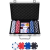 Image de Pokerset in Zilveren Koffer met 200 Chips   Compleet met Kaarten, Dealer Buttons & Dobbelstenen   Engelhart