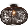 Image de GOOD&MOJO Plafonniere Madeira - Rotan Zwart - Ø48cm - Modern