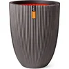 Image de Capi Europe - Vaas elegant laag Groove NL - 34x46 - Antraciet - Opening Ø27 - Bloempot voor binnen en buiten - Levenslang garantie - Breukbestendig - 100% Recyclebaar - CO2 Neutraal geproduceerd - KGVZ782