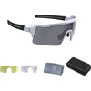 Image de BBB Cycling Fietsbril Heren en Dames Fuse - Fiets Zonnebril met Grote Torische Lens voor 100% UV Bescherming - Anti Condens Sportbril met 3 Lichtgewicht Lenzen en Brillenkoker - Mat Wit Smoke - BSG-65