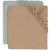 Image de Jollein Baby - Hoeslaken Jersey 70/75x140/150cm - Ledikant Babybed - Zacht Katoen - 2 Stuks - Sea Green/Biscuit