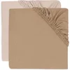 Image de Jollein Baby - Hoeslaken Wieg Jersey 40/50x80/90cm - Babybed - Zacht Katoen - 2 Stuks - Wild Rose/Biscuit