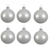 Image de Decoris Kerstballen set - 6x stuks - wit - glas - 6 cm - mat - kerstversiering - zilveren ophanglint