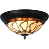 Image de Lumilamp Plafondlamp Tiffany Ø 38x19 cm Beige Bruin Glas Vlinder