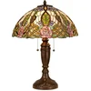 Image de Lumilamp Tiffany Tafellamp Ø 47x61 cm Groen Roze Glas Roos