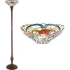 Image de Lumilamp Tiffany Vloerlamp Ø 35x180 cm Beige Rood Glas Bloemen