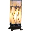 Image de LumiLamp Tiffany Tafellamp 18x18x45 cm Beige Bruin Glas Rechthoek Vlinder Tiffany Bureaulamp