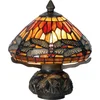 Image de Lumilamp Tiffany Tafellamp Ø 22x21 cm Bruin Rood Glas Libelle