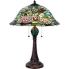 Image de Lumilamp Tiffany Tafellamp Ø 47x60 cm Groen Bruin Glas Libelle