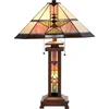 Image de Lumilamp Tiffany Tafellamp 42x42x60 cm Beige Groen Glas
