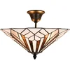 Image de Lumilamp Plafondlamp Tiffany Ø 40x28 cm Wit Bruin Metaal