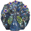 Image de Lumilamp Tiffany Tafellamp 32x30 cm Blauw Groen Glas Pauw