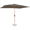 Image de VONROC Premium Stokparasol Rapallo 200x300cm - Incl. beschermhoes   Rechthoekige parasol - Kantelbaar   UV werend doek   Houtlook - Taupe