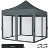 Image de VONROC Easy-Up Partytent - 3x3 m - Premium easy-up Partytent - Set incl. Muggennet zijwanden - Modulair Ontwerp   Opvouwbaar   Waterdicht   Stalen Frame - 50+ UV Bescherming - Incl. Opbergtas - Grijs