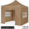 Image de VONROC Easy-Up Partytent   3x3 m - Premium easy-up Partytent - Set incl. Zijwanden - Modulair Ontwerp   Opvouwbaar   Waterdicht   Stalen Frame - 50+ UV Bescherming - Incl. Opbergtas - Beige