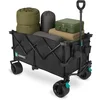 Image de VONROC Bolderkar XL   Opvouwbaar - 80 kg draagvermogen   200l inhoud - Extra ruim model - Massieve anti-lek wielen - Stevig stalen frame   Polyester 600D - Zwart