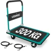 Image de VONROC Plateauwagen   inklapbaar   draagvermogen max 300 kg   groot laadplatform 90x60 cm - transportwagen - inclusief spanbanden