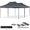 Image de VONROC Partytent   6x4.5 m   Premium easy-up Partytent - Set incl. 2x Tent en 1x Koppelsys-teem - Modulair Ontwerp   Opvouwbaar   Waterdicht   Stalen Frame - 50+ UV Bescherming - Incl. Opbergtassen   Grijs
