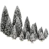Image de LuVille Kerstdorp Miniatuur Evergreen Bomen - 21 Stuks - H22 x Ø8 cm