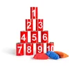 Image de BS Toys Blikgooien Werpspel - Speelgoed Pittenzak Gooien - Kinderspeelgoed vanaf 3 Jaar - Buitenspeelgoed - 10 Blikken - Rood - Spelletjes voor kinderen - Buiten speelgoed - Buitenspel - Buiten Spellen - Tuin Speelgoed - Cadeau kind