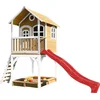 Image de AXI Sarah Speelhuis in Bruin/Wit - Met Verdieping, Zandbak en Rode Glijbaan - Speelhuisje voor de tuin / buiten - FSC hout - Speeltoestel voor kinderen