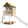 Image de AXI Sarah Speelhuis in Bruin/Wit - Met Verdieping, Zandbak en Witte Glijbaan - Speelhuisje voor de tuin / buiten - FSC hout - Speeltoestel voor kinderen