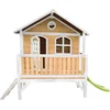 Image de AXI Stef Speelhuis in Bruin/Wit - Met Verdieping en Limoen Groene Glijbaan - Speelhuisje voor de tuin / buiten - FSC hout - Speeltoestel voor kinderen