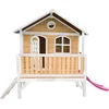 Image de AXI Stef Speelhuis in Bruin/Wit - Met Verdieping en Paarse Glijbaan - Speelhuisje voor de tuin / buiten - FSC hout - Speeltoestel voor kinderen