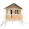 Image de AXI Stef Speelhuis in Bruin/Wit - Met Verdieping en Witte Glijbaan - Speelhuisje voor de tuin / buiten - FSC hout - Speeltoestel voor kinderen