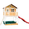 Image de AXI Marc Speelhuis in Bruin/Wit - Met Verdieping, Zandbak en Rode Glijbaan - Speelhuisje voor de tuin / buiten - FSC hout - Speeltoestel voor kinderen