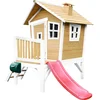 Image de AXI Robin Speelhuis in Bruin/Wit - Met Verdieping en Rode Glijbaan - Speelhuisje voor de tuin / buiten - FSC hout - Speeltoestel voor kinderen