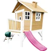 Image de AXI Robin Speelhuis in Bruin/Wit - Met Verdieping en Paarse Glijbaan - Speelhuisje voor de tuin / buiten - FSC hout - Speeltoestel voor kinderen