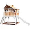 Image de AXI Max Speelhuis in Bruin/Wit - Met Verdieping, Zandbak en Witte Glijbaan - Speelhuisje voor de tuin / buiten - FSC hout - Speeltoestel voor kinderen