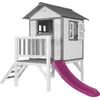 Image de AXI Beach Lodge XL Speelhuis in Wit - Met Verdieping en Paarse Glijbaan - Speelhuisje voor de tuin / buiten - FSC hout - Speeltoestel voor kinderen
