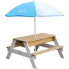 Image de AXI Nick Zand & Water Picknicktafel in Bruin/Wit voor kinderen - Met in hoogte verstelbare Parasol in Blauw/Wit - Multifunctionele Picknick tafel van FSC hout - Picknick tafel voor kinderen van hout