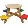Image de AXI Ufo Picknicktafel Rond voor 4 kinderen in Regenboog kleuren - Picknick tafel van hout - 120x120x56cm