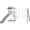Image de AXI Beach Tower Speeltoestel in Grijs/Wit - Speeltoren met Zandbak, Dubbele Schommel en Grijze Glijbaan - FSC hout - Speelhuis op palen voor de tuin