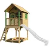 Image de AXI Sarah Speelhuis in Bruin/Groen - Met Verdieping, Zandbak en Witte Glijbaan - Speelhuisje voor de tuin / buiten - FSC hout - Speeltoestel voor kinderen