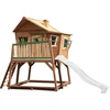 Image de AXI Max Speelhuis in Bruin/Groen - Met Verdieping, Zandbak en Witte Glijbaan - Speelhuisje voor de tuin / buiten - FSC hout - Speeltoestel voor kinderen